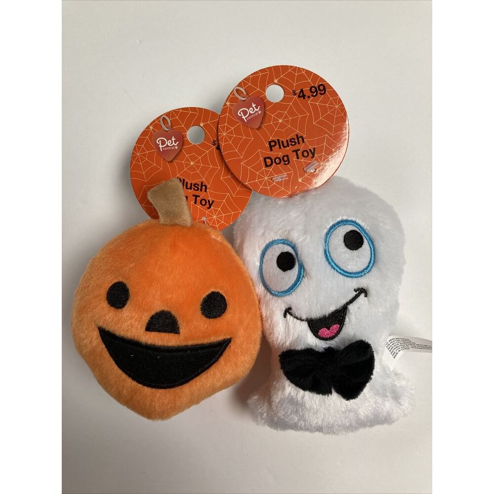 Halloween Plush Dog Squeaky Toys Halloween Pumpkin Ghost Pet Central Lot of 2